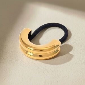 18K Gold Plated Double Arch Sculptural Hair Tie Ponytail Holder Minimalist